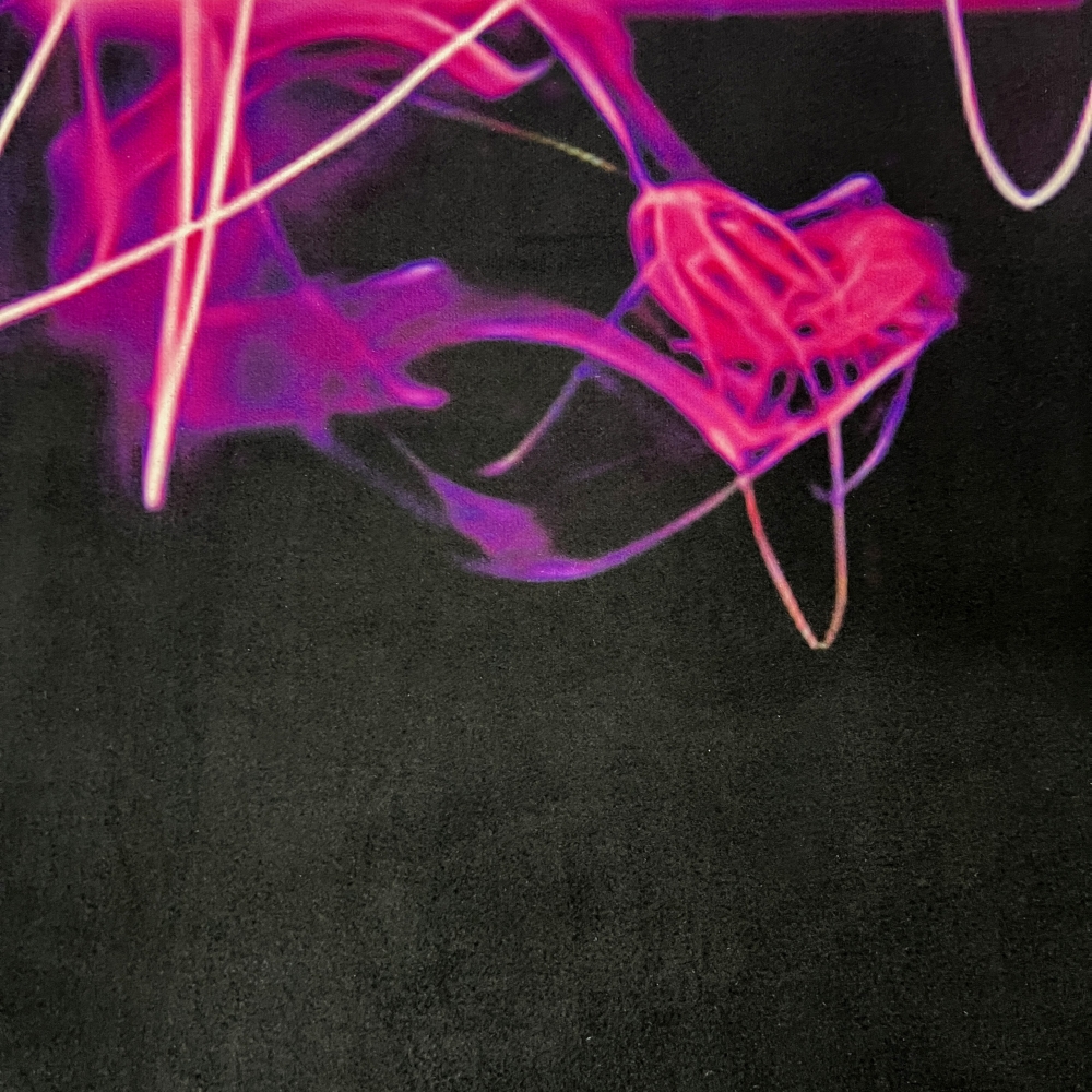 Gaming Teppich mit neonfarbigen Symbolen