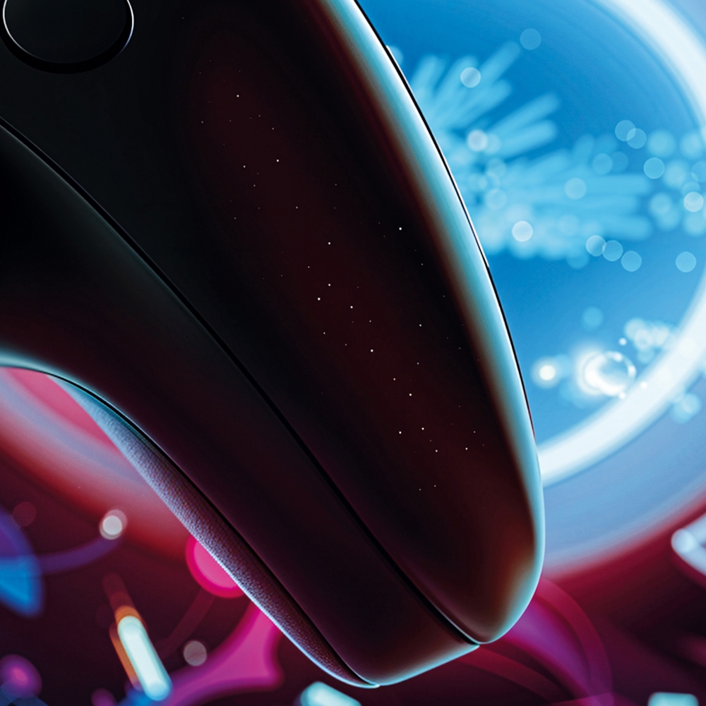 Gaming-Teppich mit lebendigen neon-farbigen Symbolen und Controller