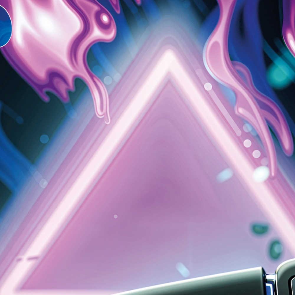 Gaming-Teppich mit lebendigen neon-farbigen Symbolen und Controller