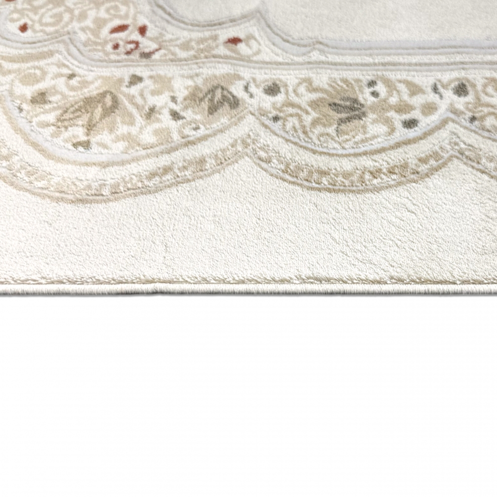 Gebetsteppich mit Mihrab-Motiv und ornamentaler Verzierung in Creme