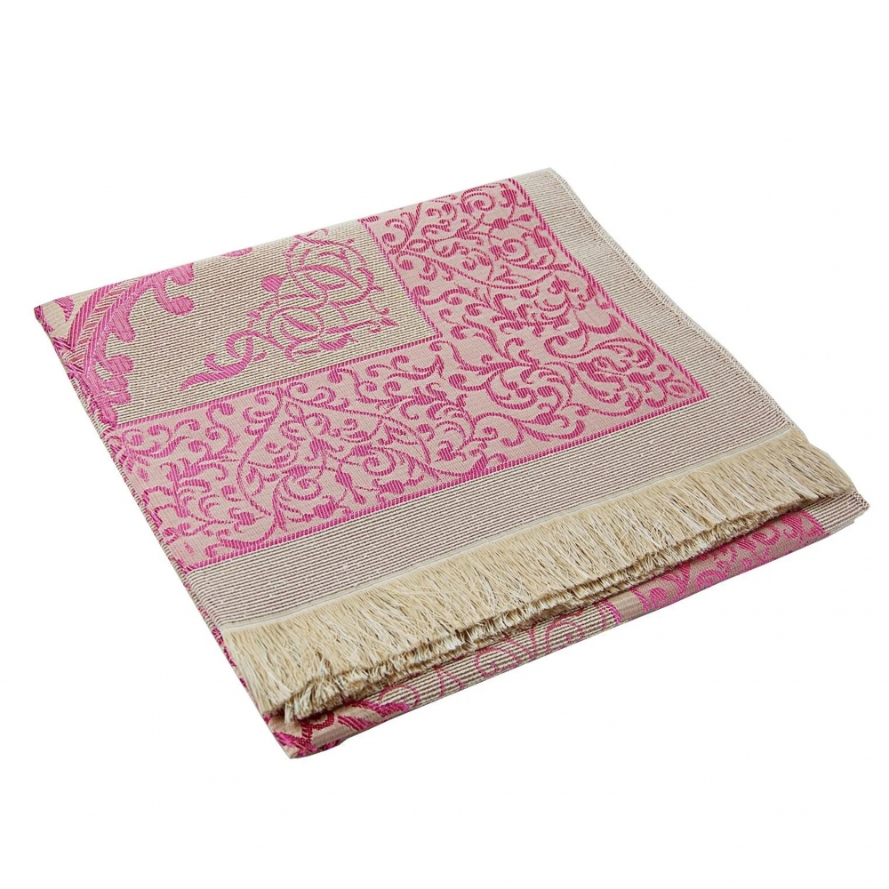 Gebetsteppich Taftstoff Rosa 65 x 110 cm mit Geschenkbox und 99er Gebetskette – stilvolles Geschenk für Gebet & Ramadan