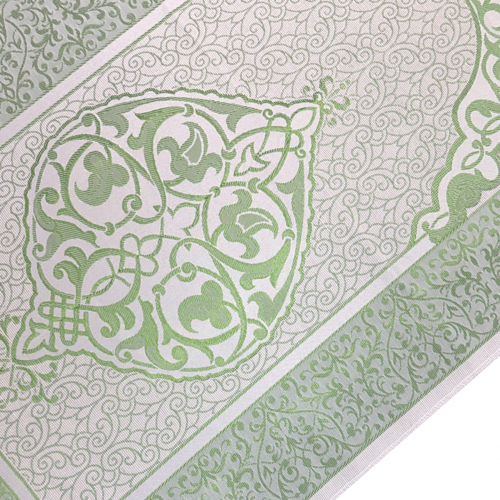 Gebetsteppich aus Taftstoff mit Geschenkbox und Tesbih leicht grün 65 x 110 cm