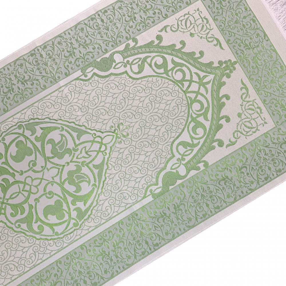 Gebetsteppich aus Taftstoff mit Geschenkbox und Tesbih leicht grün 65 x 110 cm