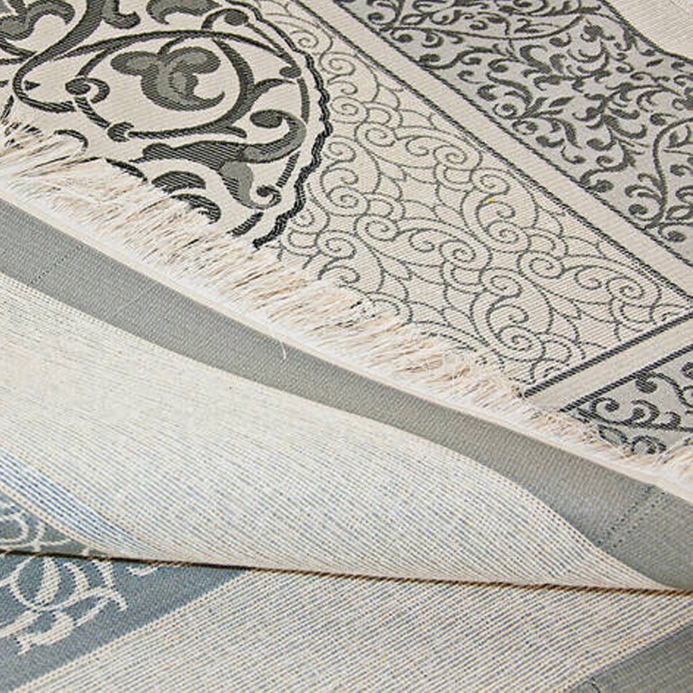 Gebetsteppich Taftstoff Grau 65 x 110 cm mit Geschenkbox und 99er Gebetskette – klassisches Set für Gebet & Besinnung