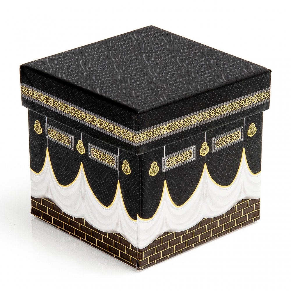 Gebetsteppich Taftstoff Creme 65 x 110 cm mit Geschenkbox und 99er Gebetskette – edles Design für Zuhause und unterwegs