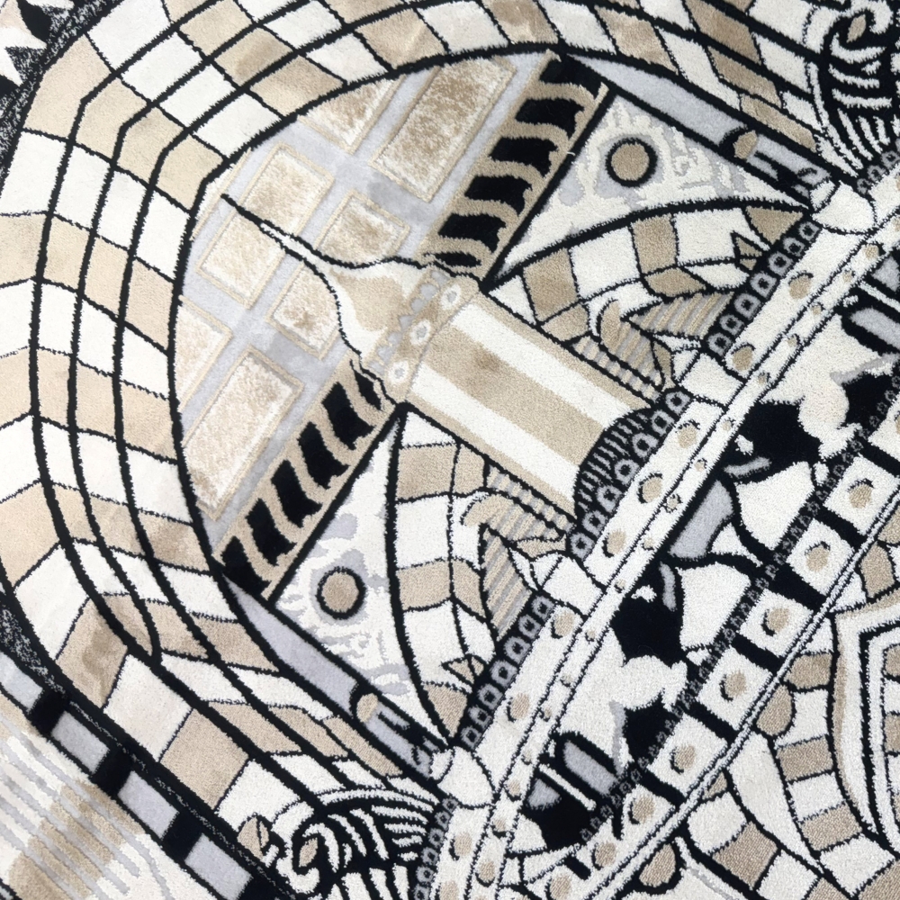 Gebetsteppich mit Moschee-Architektur Motiv in Schwarz und Beige