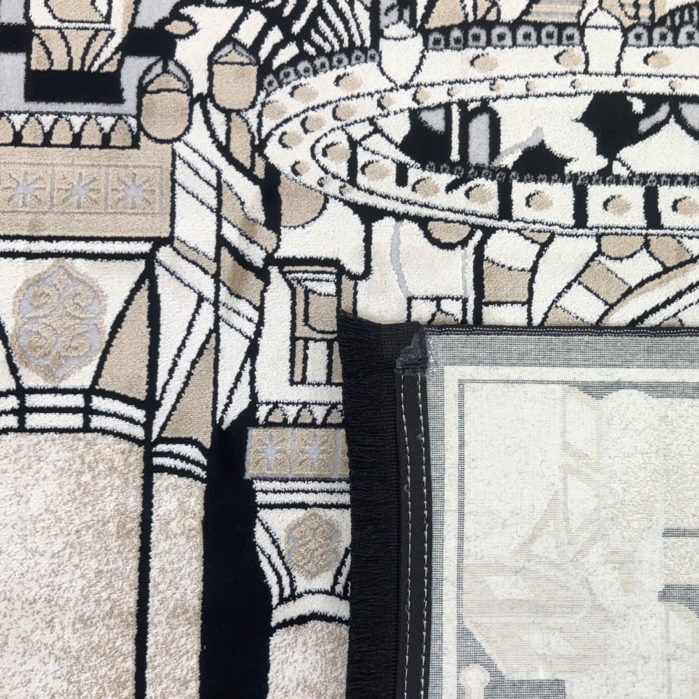 Gebetsteppich mit Moschee-Architektur Motiv in Schwarz und Beige