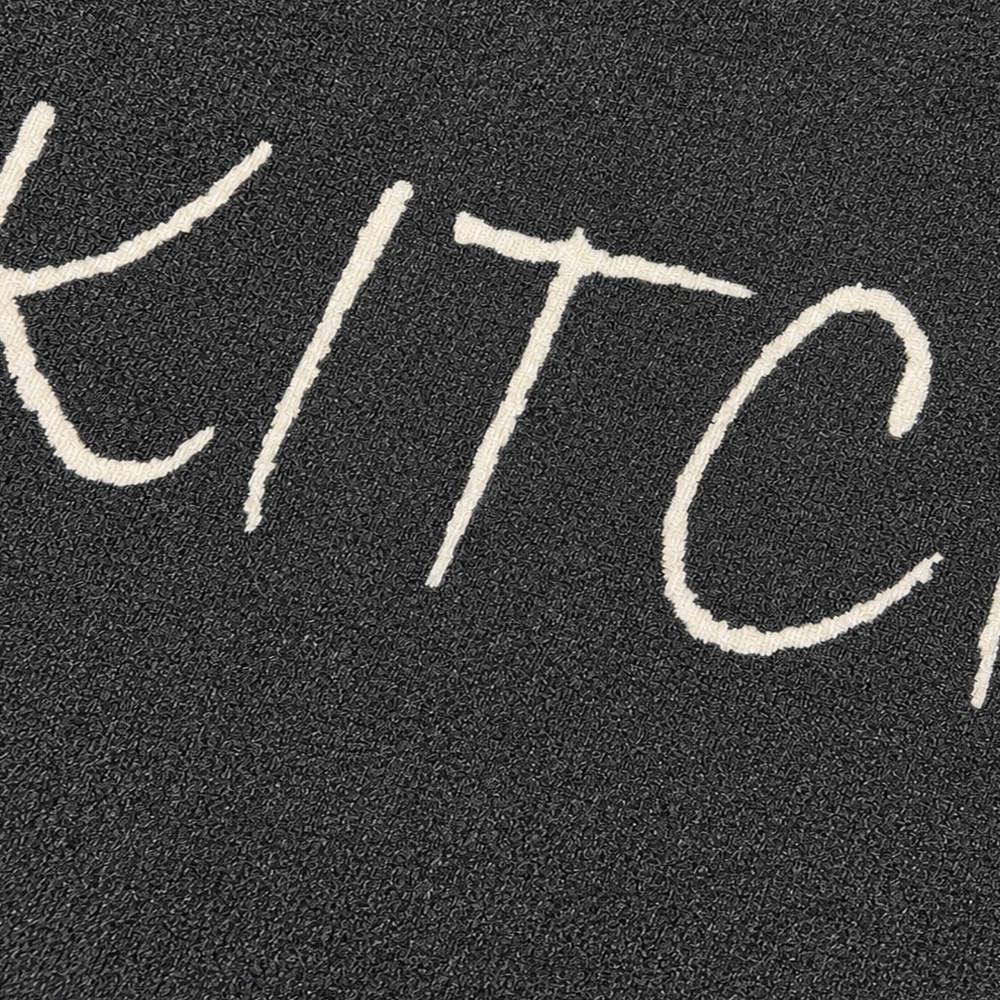 Küchenmatte mit Schriftmotiv, schmutzabweisend und pflegeleicht Schwarz