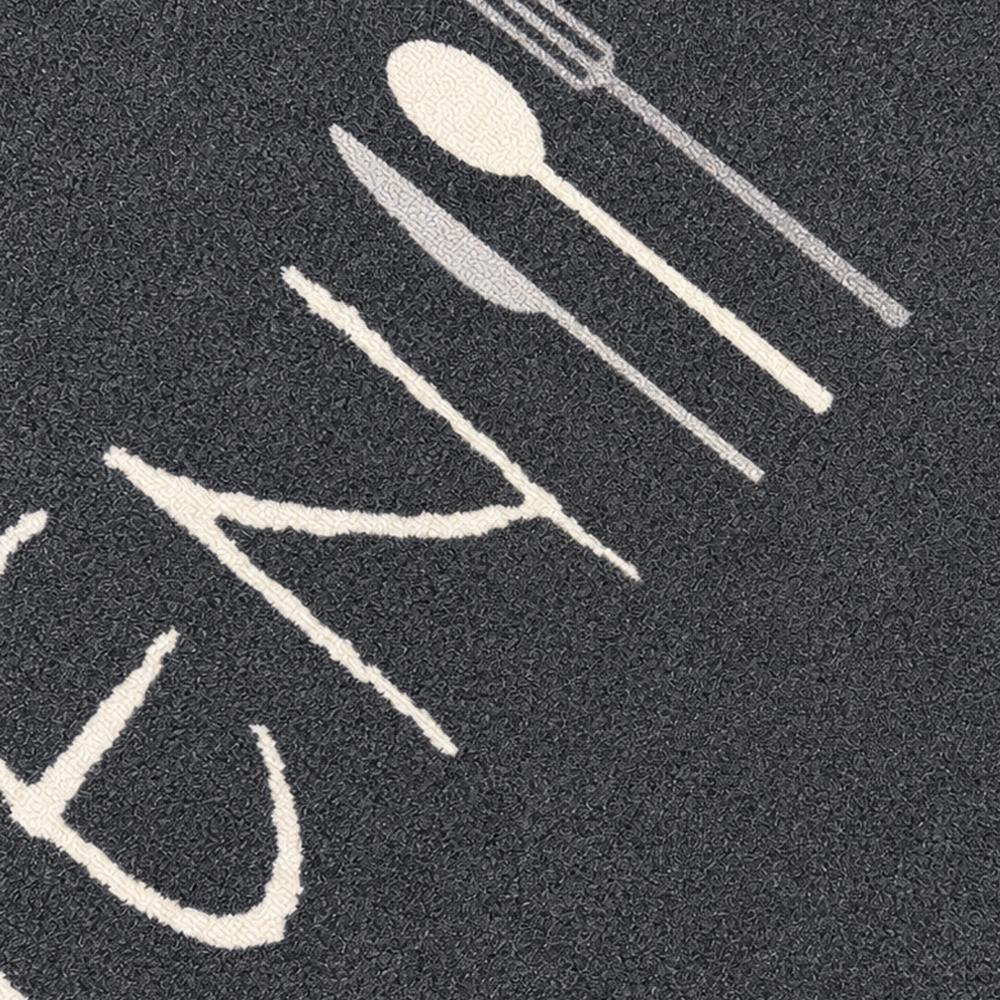 Küchenmatte mit Schriftmotiv, schmutzabweisend und pflegeleicht Schwarz