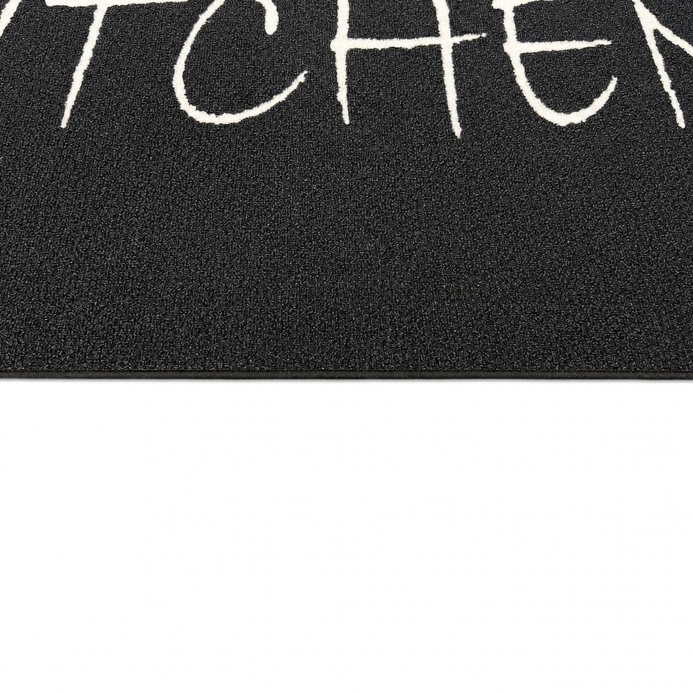 Küchenmatte mit Schriftmotiv, schmutzabweisend und pflegeleicht Schwarz