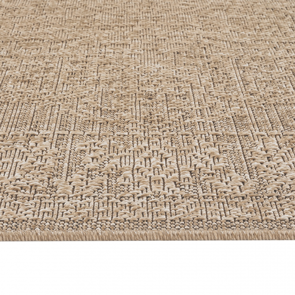 Pflegeleichter Teppich Beige für Wohnraum Balkon und Terrasse