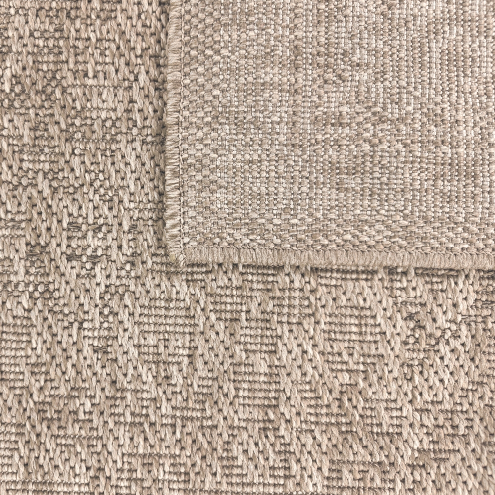 Pflegeleichter Teppich Beige für Wohnraum Balkon und Terrasse