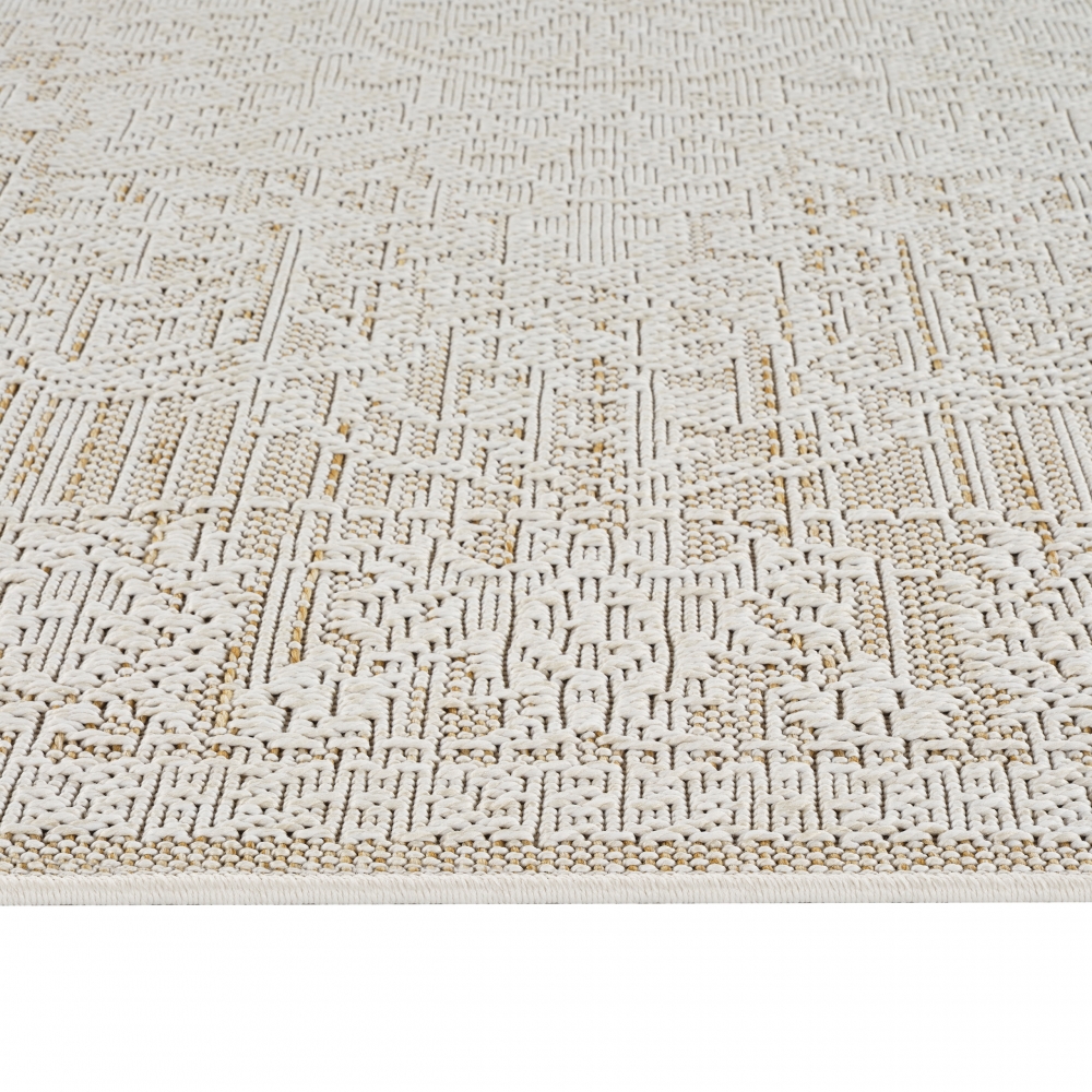 Teppich Beige Creme pflegeleicht für Wohnzimmer Balkon Terrasse