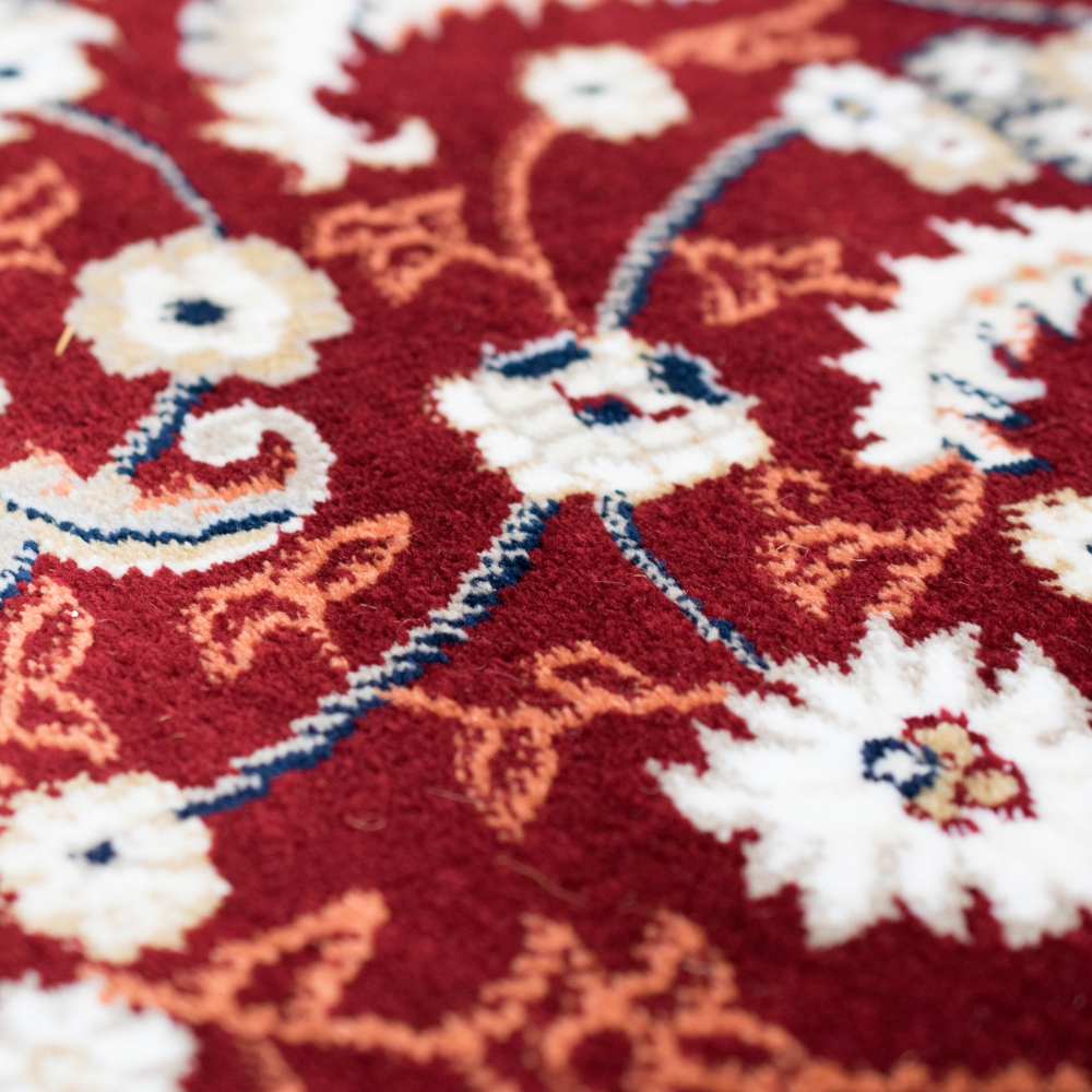 Teppich Rot Creme klassisches Medaillon Muster pflegeleicht Wohnzimmer