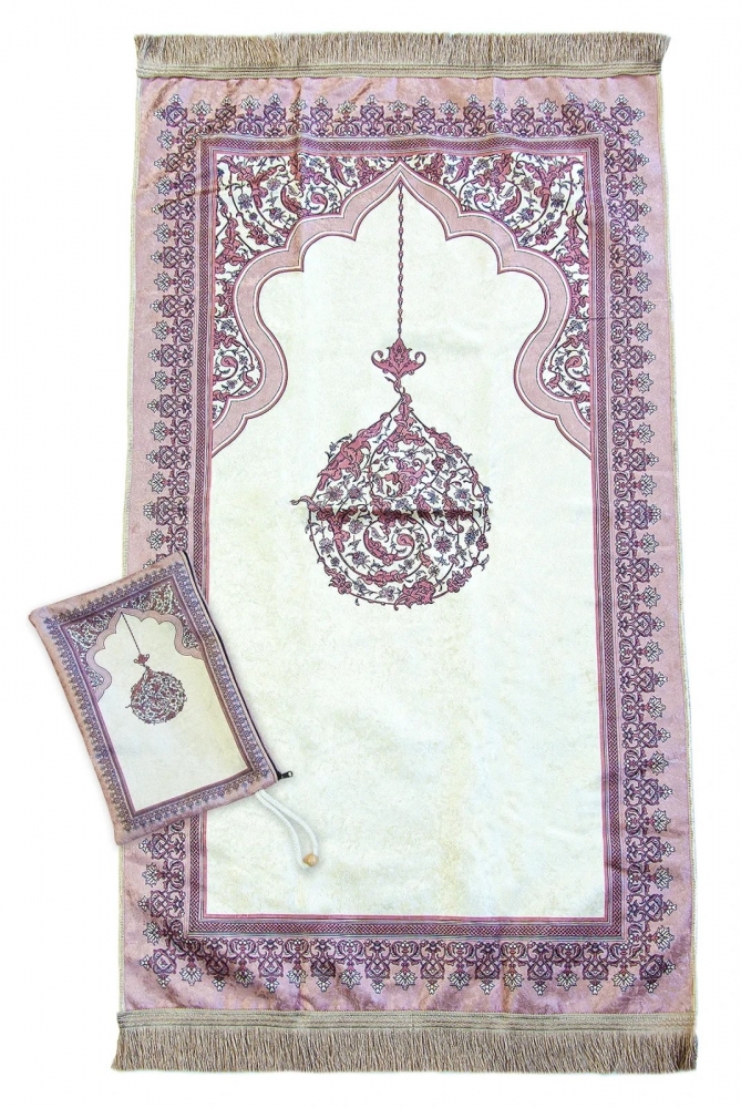 Gebetsteppich Fuchsia mit samtigem Stoff und Aufbewahrungstasche